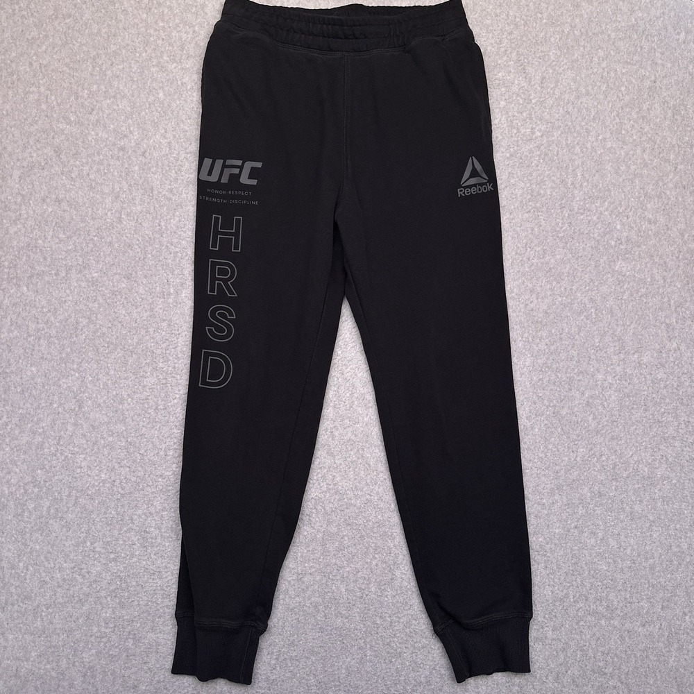Reebok UFC Fleece Joggers Men's Medium Black Sweatpants Stretch Drawstring‎
